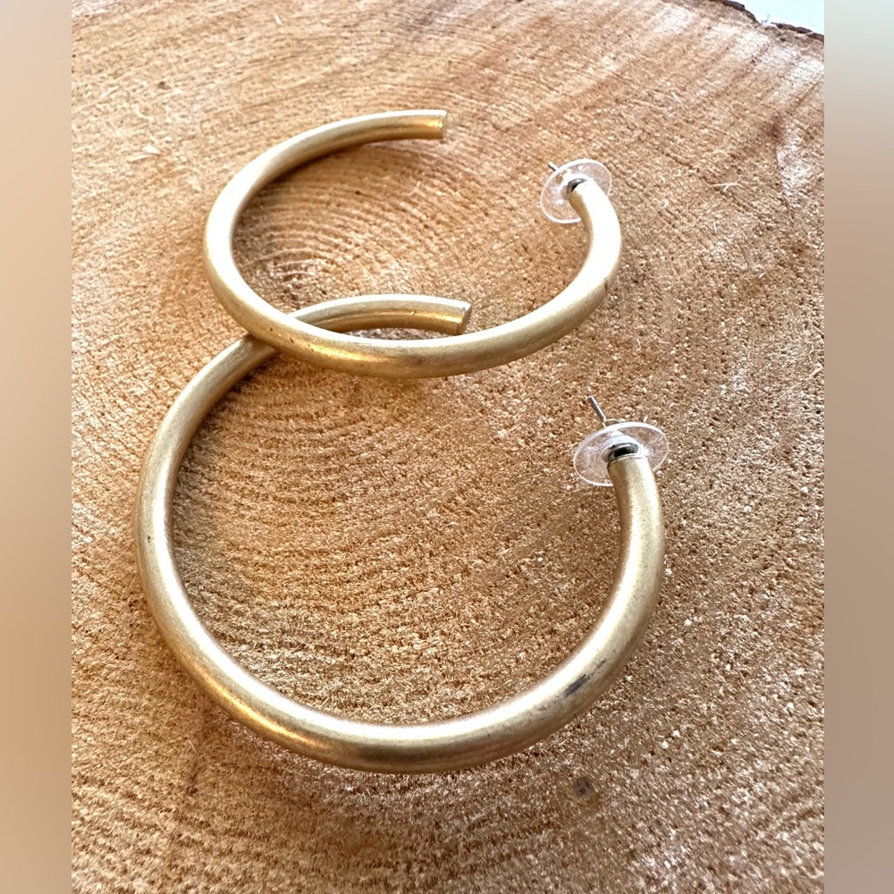 Gold tone, large  fashion hoop earrings